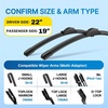image:image5 PLUS 22 and 22 Inch Front Wiper Blades 2Pack Size Pair Options  Windshield Wiper Size Pairs MultiAdapter Design Smooth Wiping AllWeather Performance Easy Install2219